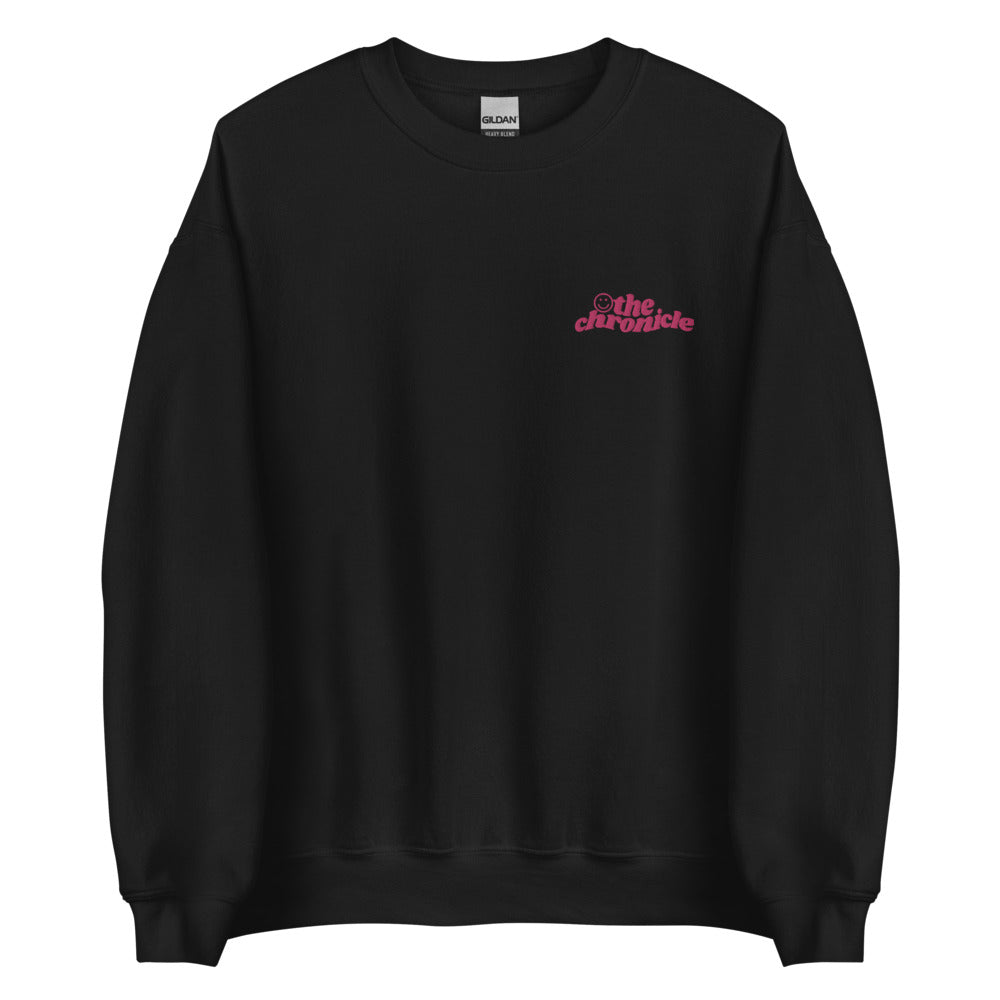 The Chronicle Embroidered Crewneck Pink Text1